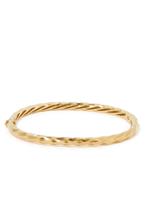 Cable Edge Bangle, Recycled 18K Yellow Gold